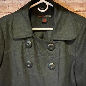 WEATHER TAMER BLACK HEAVY DRESS PEA COAT SIZE L